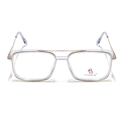 Eyejack Golden & Transparent Rectangle Eyeglasses for Men & Women (170205FCL2016-C5)