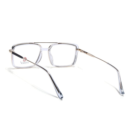 Eyejack Golden & Transparent Rectangle Eyeglasses for Men & Women (170205FCL2016-C5)