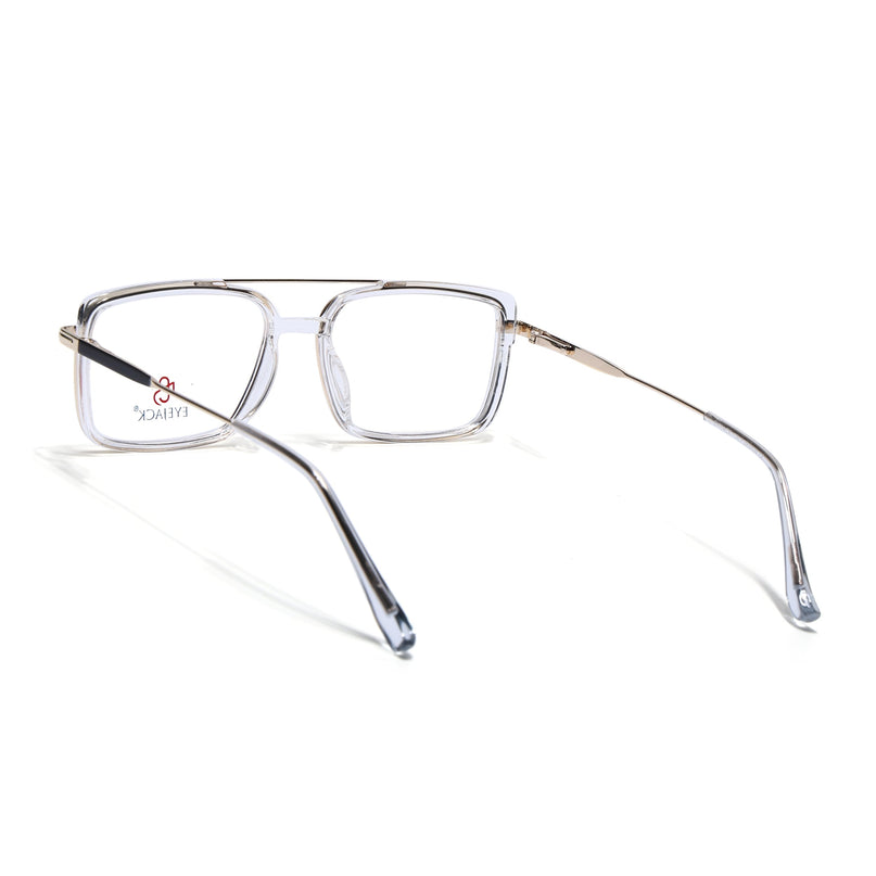 Eyejack Golden & Transparent Rectangle Eyeglasses for Men & Women (170205FCL2016-C5)