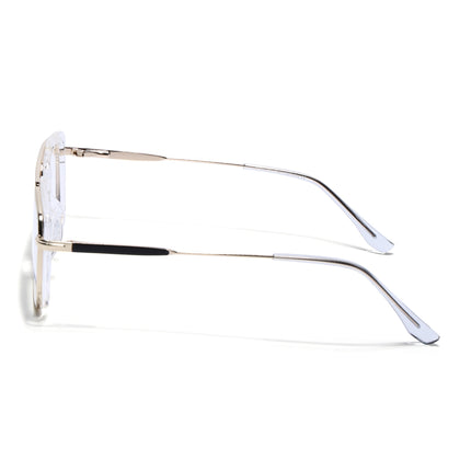 Eyejack Golden & Transparent Rectangle Eyeglasses for Men & Women (170205FCL2016-C5)