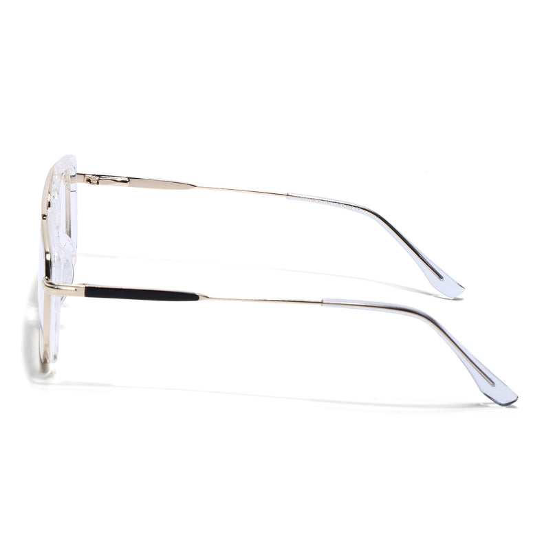 Eyejack Golden & Transparent Rectangle Eyeglasses for Men & Women (170205FCL2016-C5)