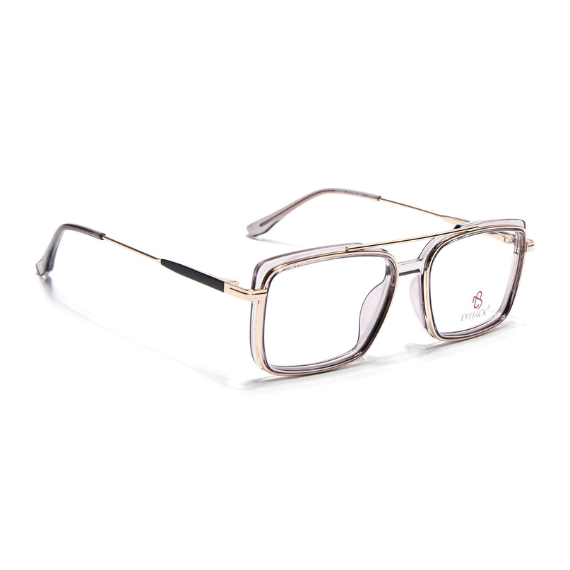 Eyejack Golden & Grey Rectangle Eyeglasses for Men & Women (170205FCL2017-C6)