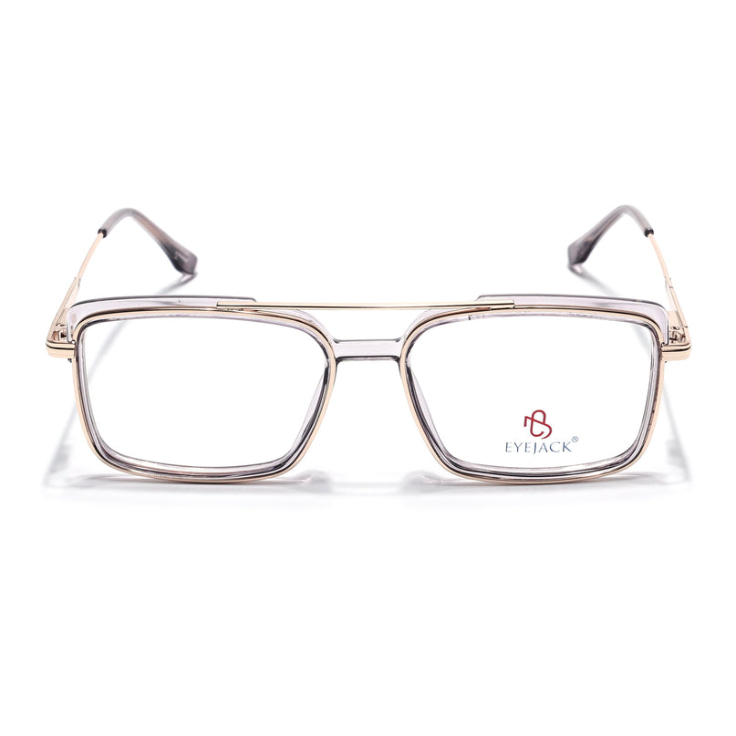Eyejack Golden & Grey Rectangle Eyeglasses for Men & Women (170205FCL2017-C6)
