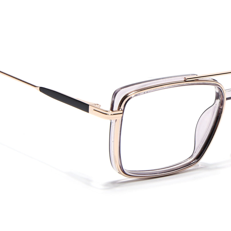 Eyejack Golden & Grey Rectangle Eyeglasses for Men & Women (170205FCL2017-C6)