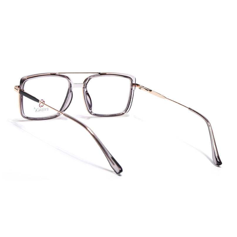Eyejack Golden & Grey Rectangle Eyeglasses for Men & Women (170205FCL2017-C6)
