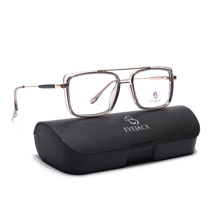 Eyejack Golden & Grey Rectangle Eyeglasses for Men & Women (170205FCL2017-C6)