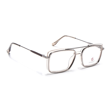 Eyejack Silver & Transparent Rectangle Eyeglasses for Men & Women (170205FCL2018-C7)