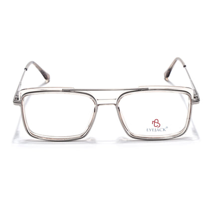 Eyejack Silver & Transparent Rectangle Eyeglasses for Men & Women (170205FCL2018-C7)