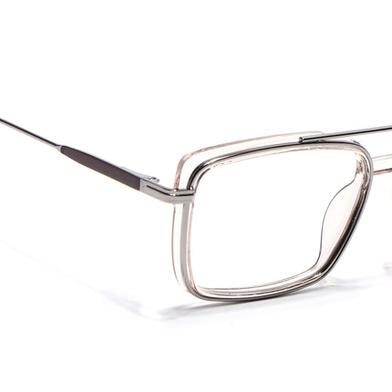 Eyejack Silver & Transparent Rectangle Eyeglasses for Men & Women (170205FCL2018-C7)