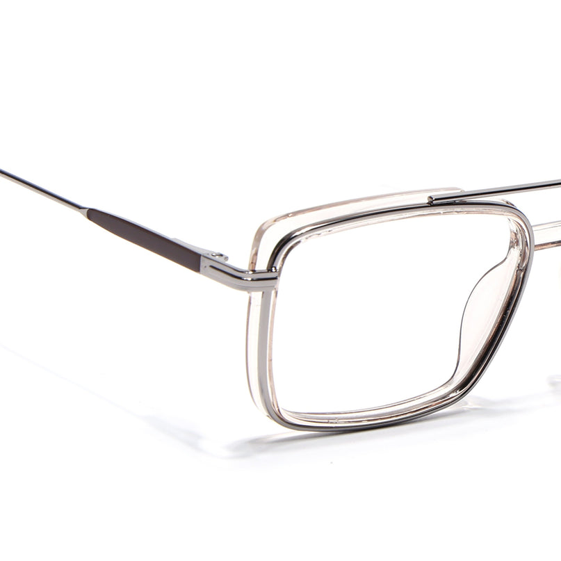 Eyejack Silver & Transparent Rectangle Eyeglasses for Men & Women (170205FCL2018-C7)