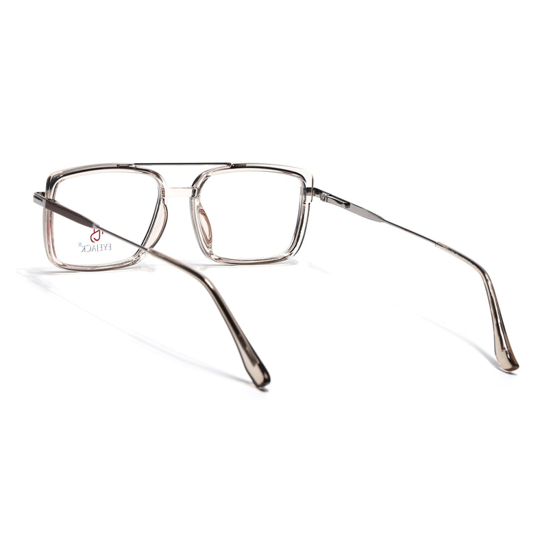 Eyejack Silver & Transparent Rectangle Eyeglasses for Men & Women (170205FCL2018-C7)