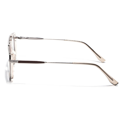 Eyejack Silver & Transparent Rectangle Eyeglasses for Men & Women (170205FCL2018-C7)