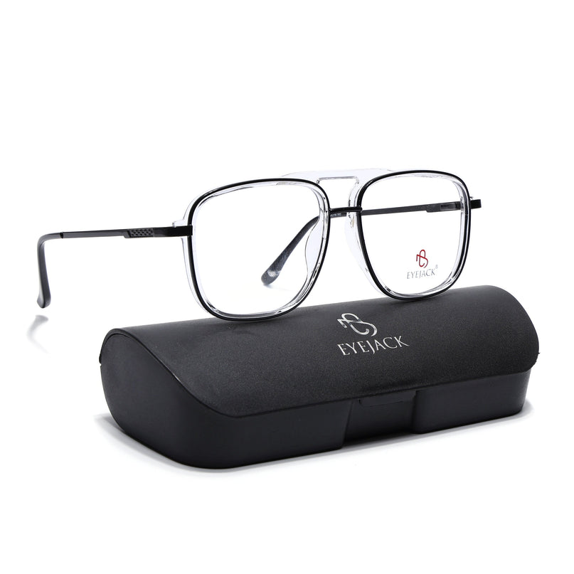Eyejack Black & Transparent Wayfarer Eyeglasses for Men & Women (170206FCL2019-C1)
