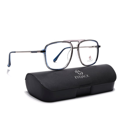 Eyejack Silver & Blue Wayfarer Eyeglasses for Men & Women (170206FCL2020-C2)