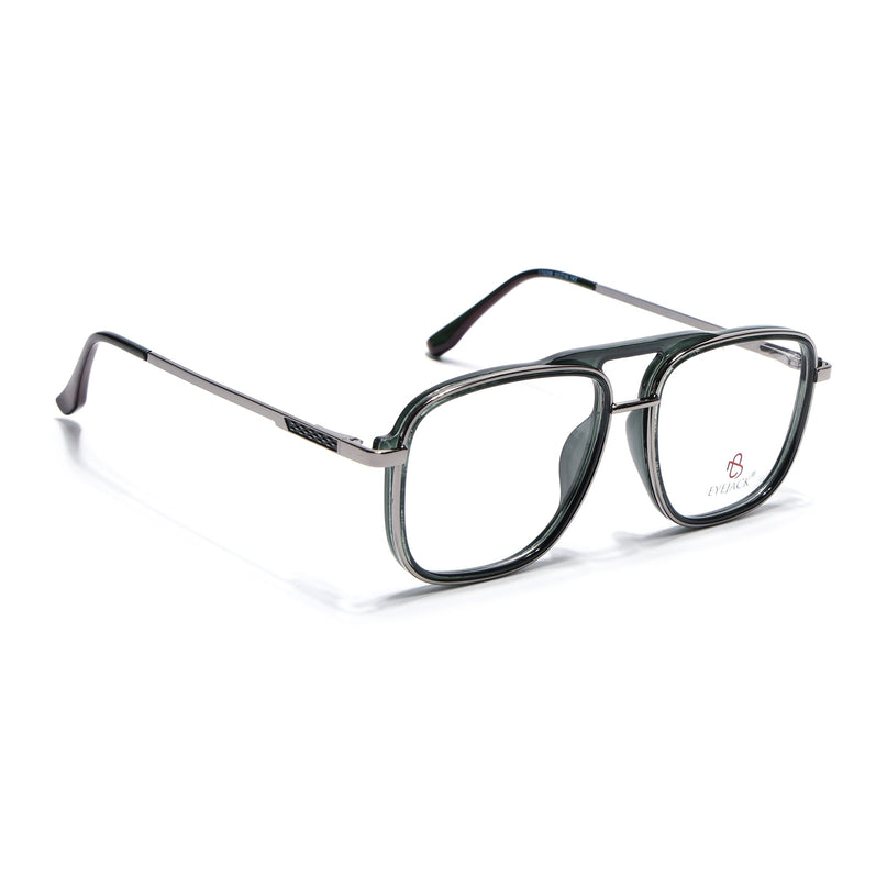 Eyejack Silver & Green Wayfarer Eyeglasses for Men & Women (170206FCL2021-C3)
