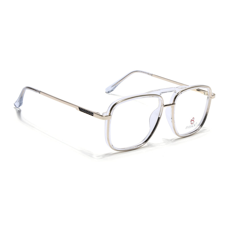 Eyejack Golden & Transparent Wayfarer Eyeglasses for Men & Women (170206FCL2022-C4)