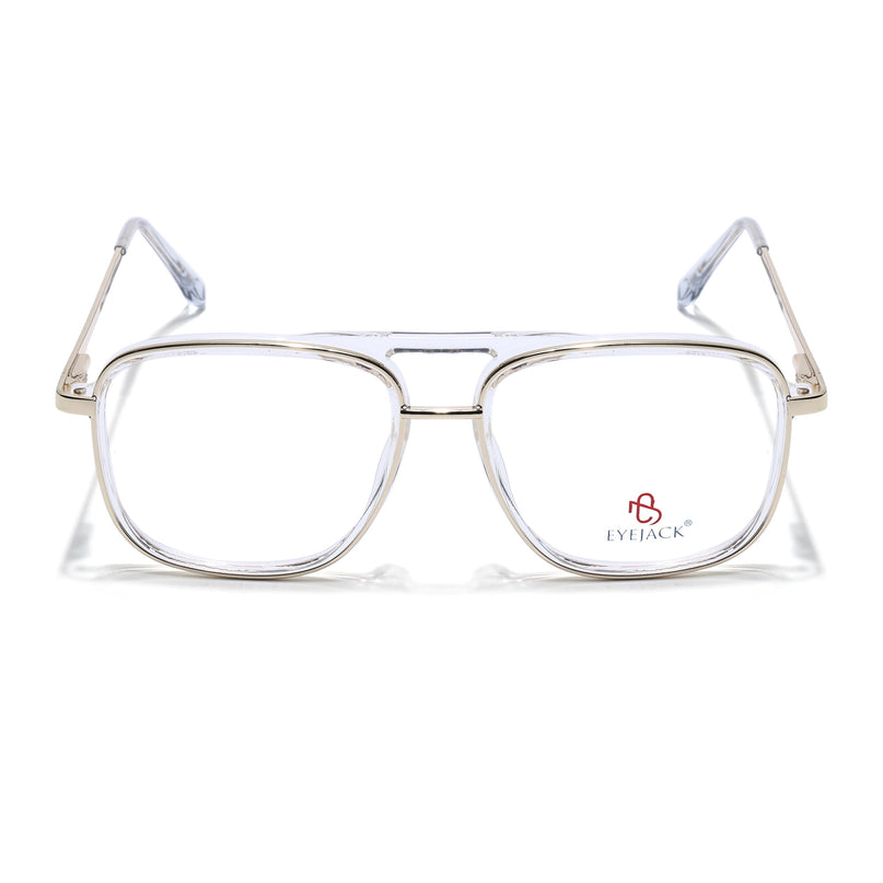Eyejack Golden & Transparent Wayfarer Eyeglasses for Men & Women (170206FCL2022-C4)