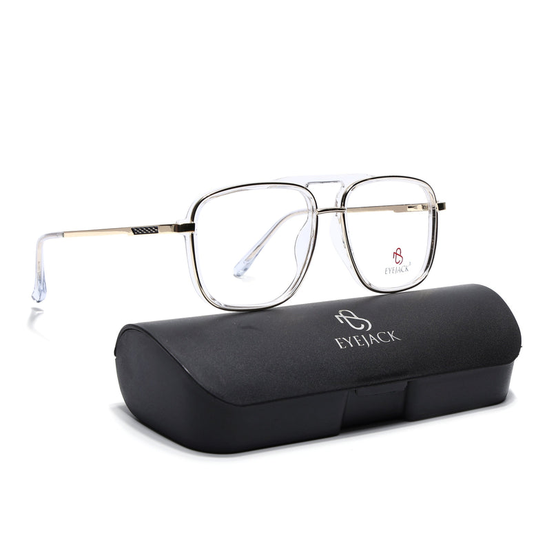 Eyejack Golden & Transparent Wayfarer Eyeglasses for Men & Women (170206FCL2022-C4)