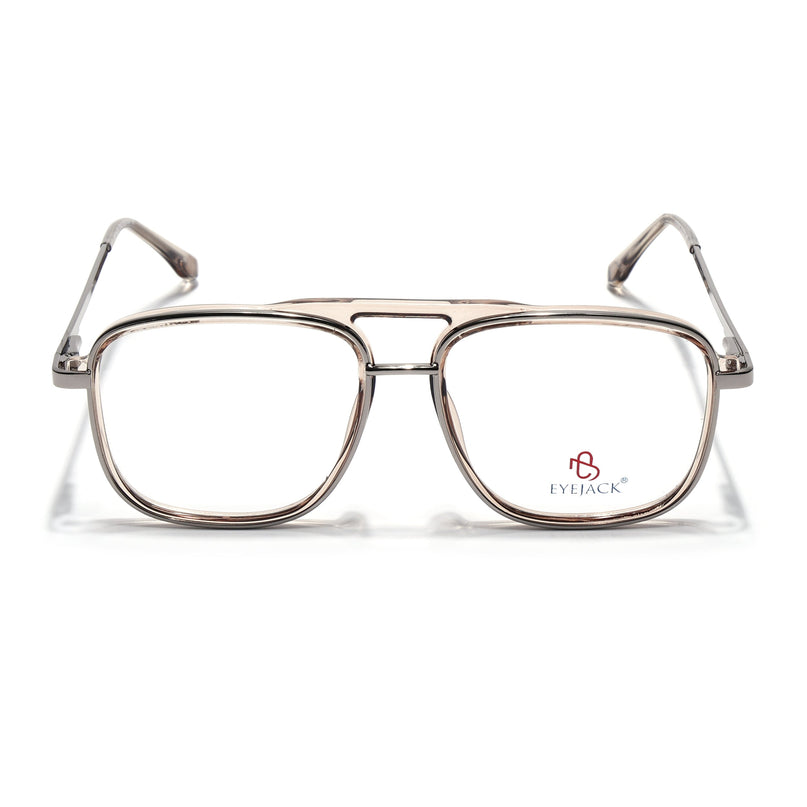 Eyejack Silver & Transparent Wayfarer Eyeglasses for Men & Women (170206FCL2024-C6)