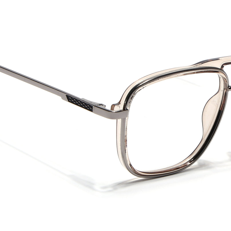 Eyejack Silver & Transparent Wayfarer Eyeglasses for Men & Women (170206FCL2024-C6)