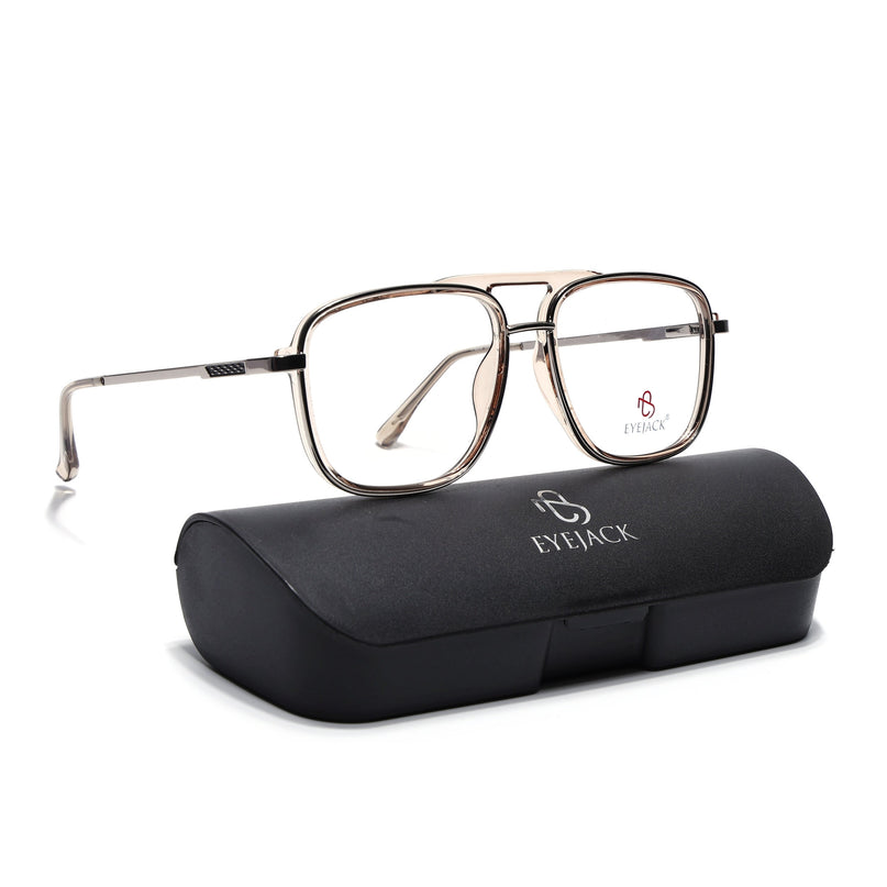 Eyejack Silver & Transparent Wayfarer Eyeglasses for Men & Women (170206FCL2024-C6)