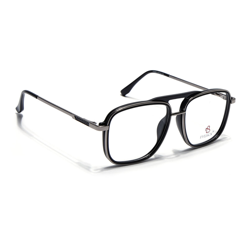 Eyejack Skyline Black & Silver Wayfarer Eyeglasses for Men & Women (170206FCL2119-C7)