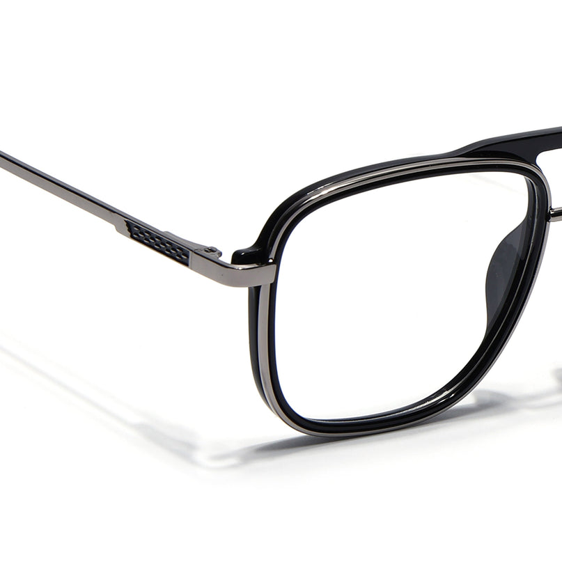 Eyejack Skyline Black & Silver Wayfarer Eyeglasses for Men & Women (170206FCL2119-C7)