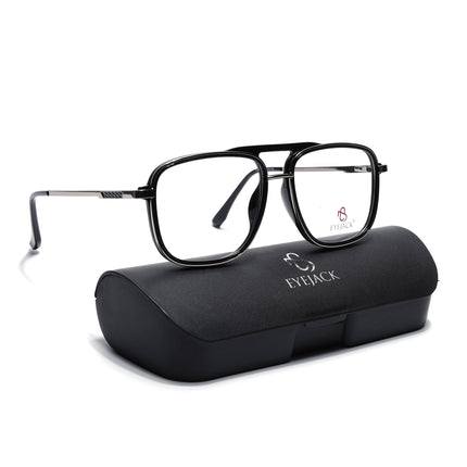 Eyejack Skyline Black & Silver Wayfarer Eyeglasses for Men & Women (170206FCL2119-C7)