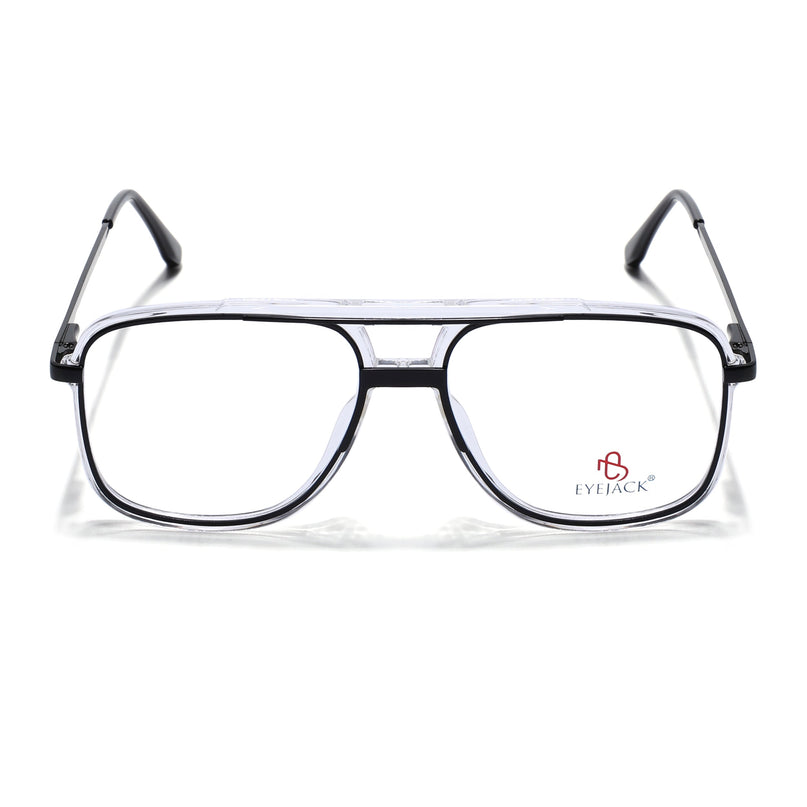 Eyejack Black & Transparent Wayfarer Eyeglasses for Men & Women (170207FCL2026-C2)