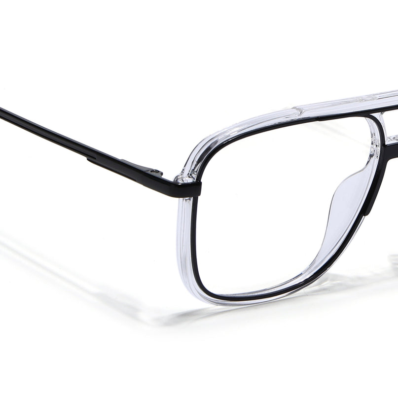 Eyejack Black & Transparent Wayfarer Eyeglasses for Men & Women (170207FCL2026-C2)