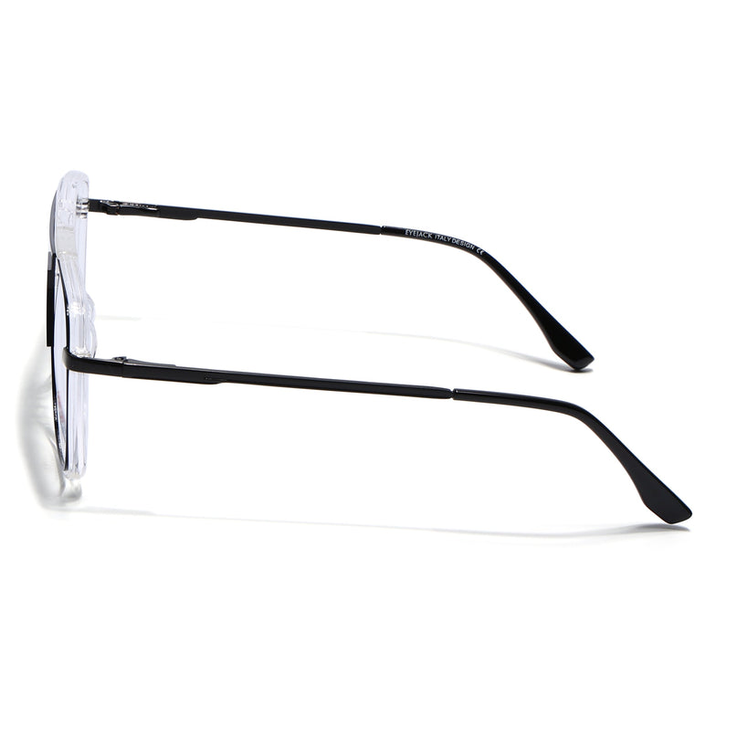Eyejack Black & Transparent Wayfarer Eyeglasses for Men & Women (170207FCL2026-C2)