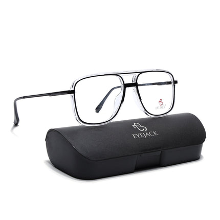 Eyejack Black & Transparent Wayfarer Eyeglasses for Men & Women (170207FCL2026-C2)