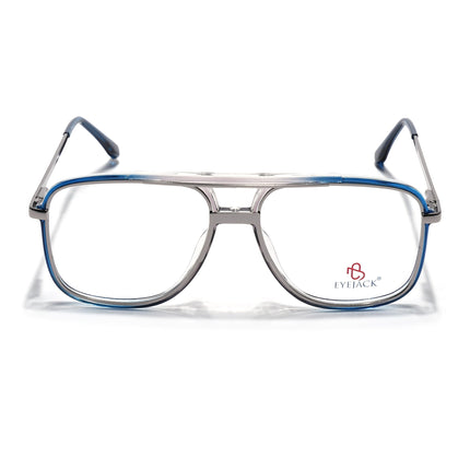 Eyejack Silver & Blue Wayfarer Eyeglasses for Men & Women (170207FCL2027-C3)
