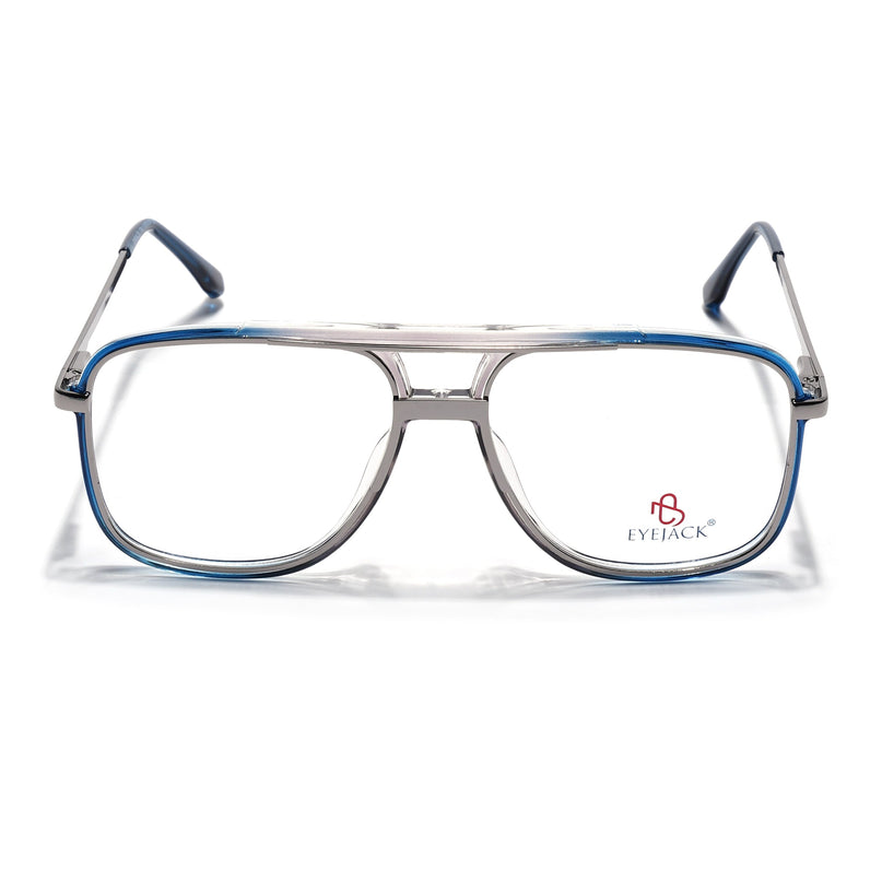 Eyejack Silver & Blue Wayfarer Eyeglasses for Men & Women (170207FCL2027-C3)