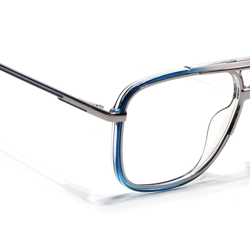 Eyejack Silver & Blue Wayfarer Eyeglasses for Men & Women (170207FCL2027-C3)