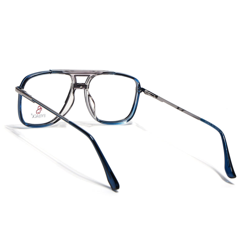 Eyejack Silver & Blue Wayfarer Eyeglasses for Men & Women (170207FCL2027-C3)