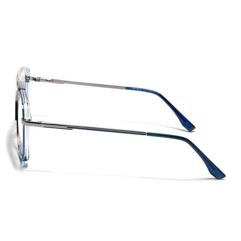 Eyejack Silver & Blue Wayfarer Eyeglasses for Men & Women (170207FCL2027-C3)