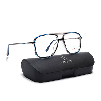 Eyejack Silver & Blue Wayfarer Eyeglasses for Men & Women (170207FCL2027-C3)