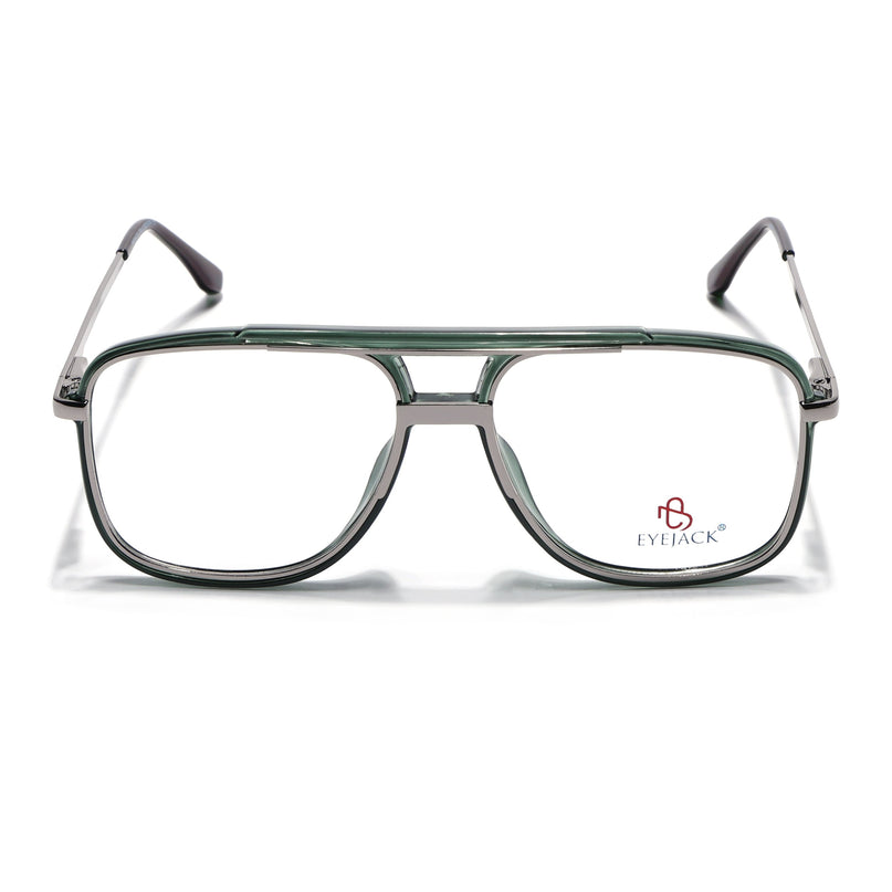Eyejack Silver & Green Wayfarer Eyeglasses for Men & Women (170207FCL2028-C4)