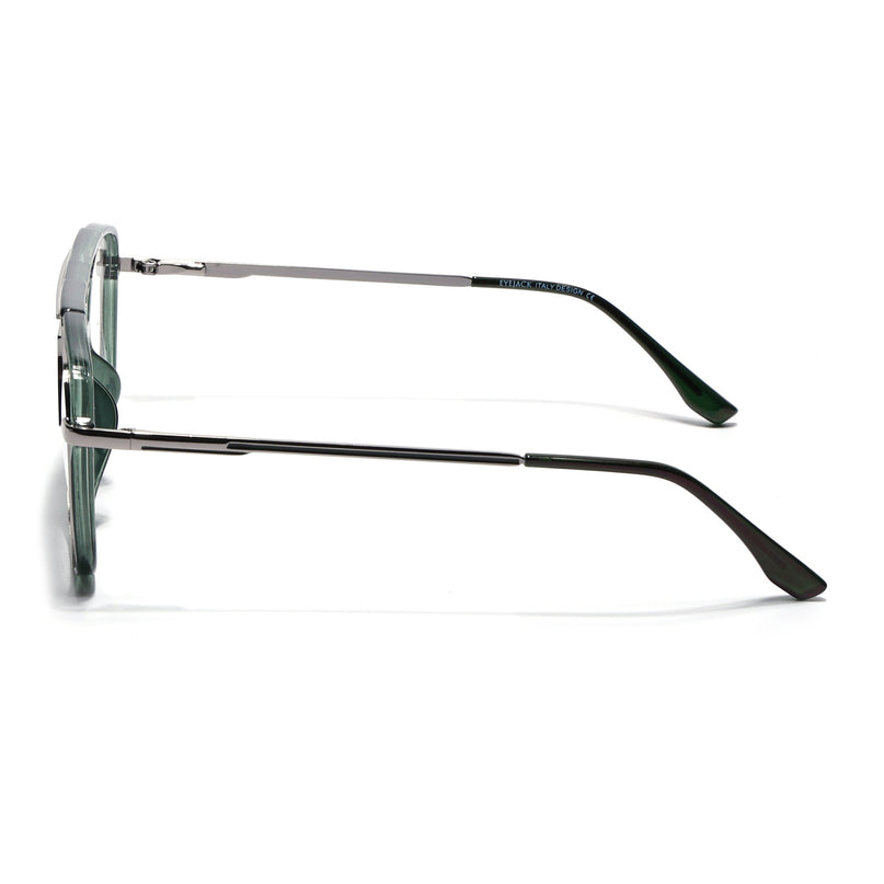 Eyejack Silver & Green Wayfarer Eyeglasses for Men & Women (170207FCL2028-C4)