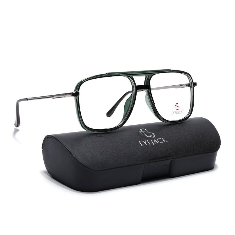Eyejack Silver & Green Wayfarer Eyeglasses for Men & Women (170207FCL2028-C4)
