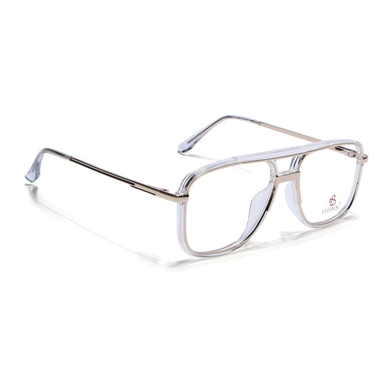 Eyejack Golden & Transparent Wayfarer Eyeglasses for Men & Women (170207FCL2029-C5)