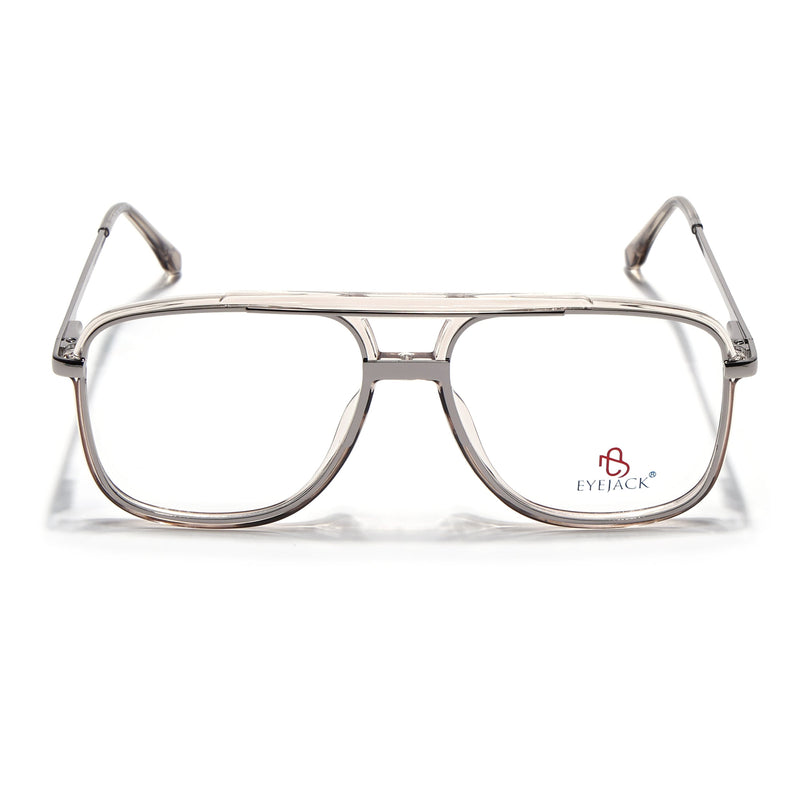 Eyejack Silver & Transparent Wayfarer Eyeglasses for Men & Women (170207FCL2031-C7)