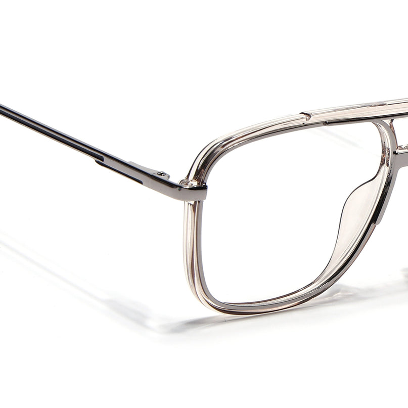 Eyejack Silver & Transparent Wayfarer Eyeglasses for Men & Women (170207FCL2031-C7)