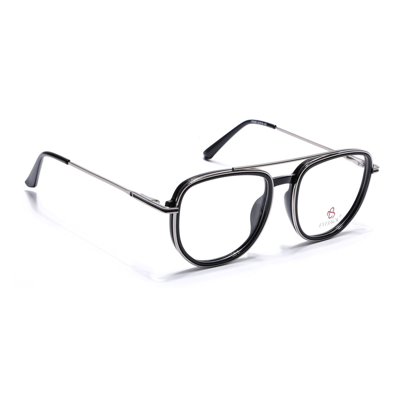 Eyejack Black & Silver Wayfarer Eyeglasses for Men & Women (170208FCL2032-C1)