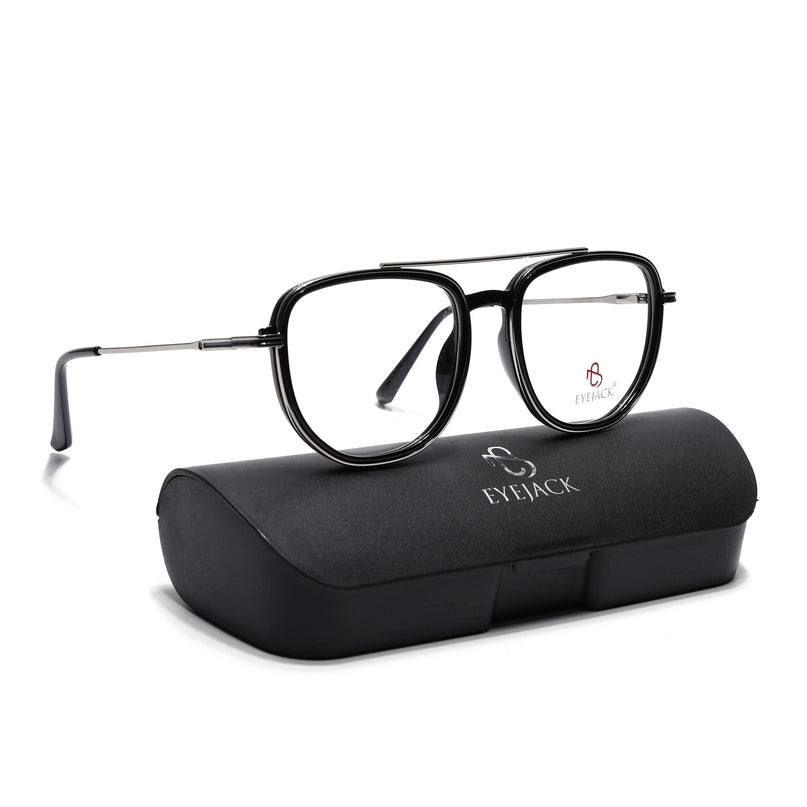 Eyejack Black & Silver Wayfarer Eyeglasses for Men & Women (170208FCL2032-C1)