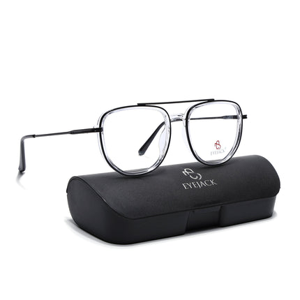 Eyejack Black & Transparent Wayfarer Eyeglasses for Men & Women (170208FCL2033-C2)