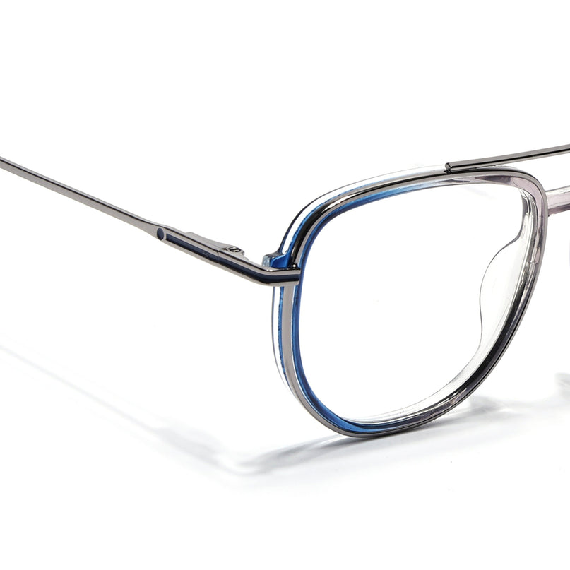 Eyejack Silver & Blue Wayfarer Eyeglasses for Men & Women (170208FCL2034-C3)