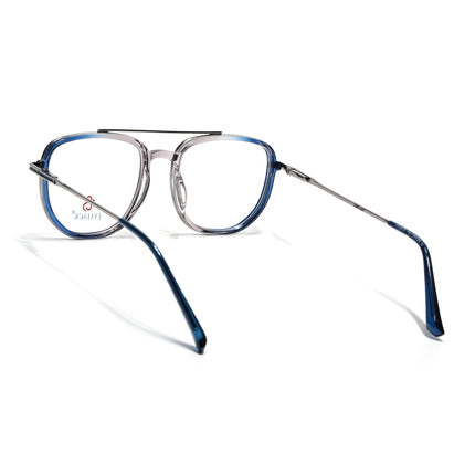Eyejack Silver & Blue Wayfarer Eyeglasses for Men & Women (170208FCL2034-C3)
