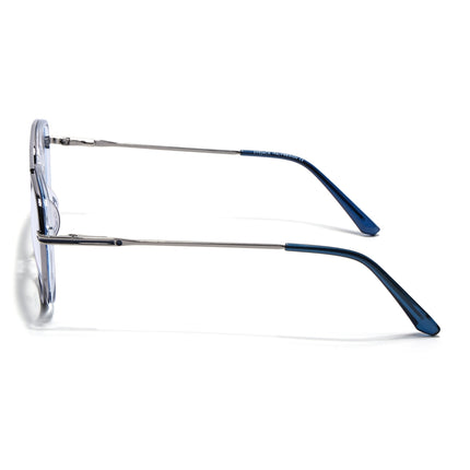 Eyejack Silver & Blue Wayfarer Eyeglasses for Men & Women (170208FCL2034-C3)